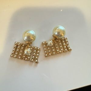Authentic Dior Pearl logo Tribales earrings
